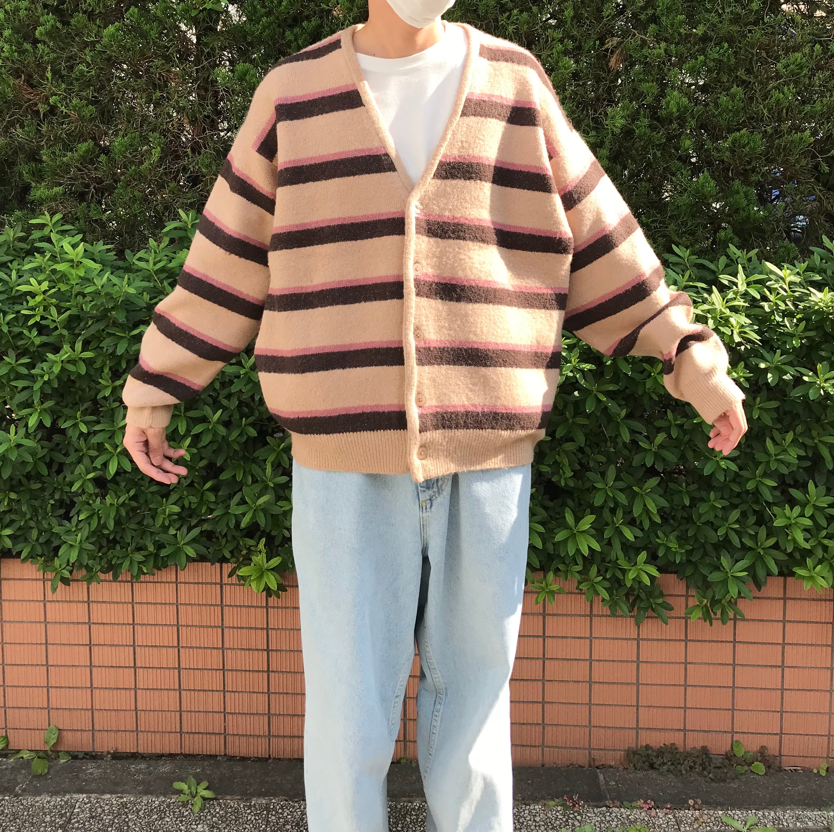 Shaggy border V cardigan SFL-424