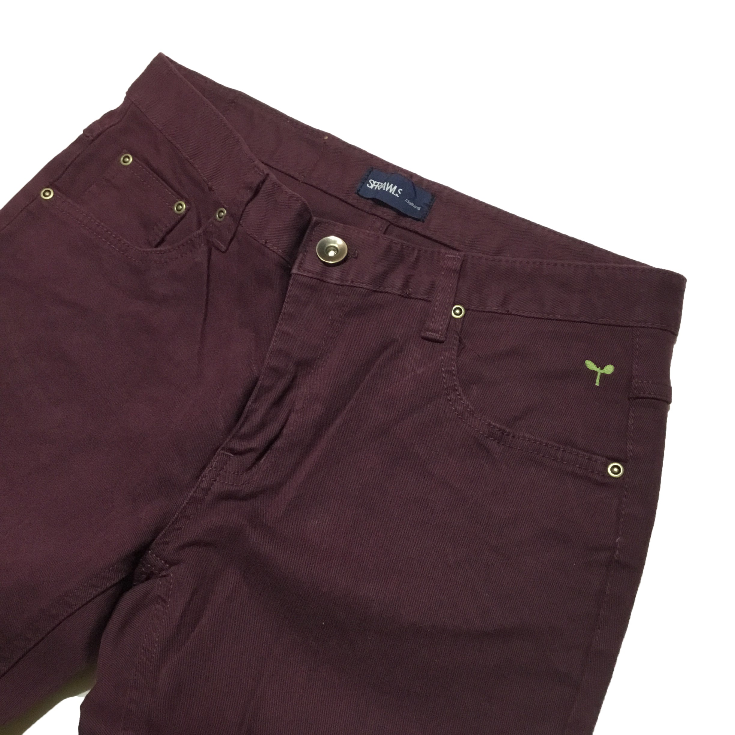 Washed Stretch Denim Slim PantsSGS-011(a) Wine Red